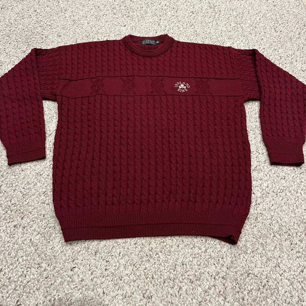Blarney Woolen Mills Men's Sweater Sz XXL Red Ireland Eire Wool Blend Casual